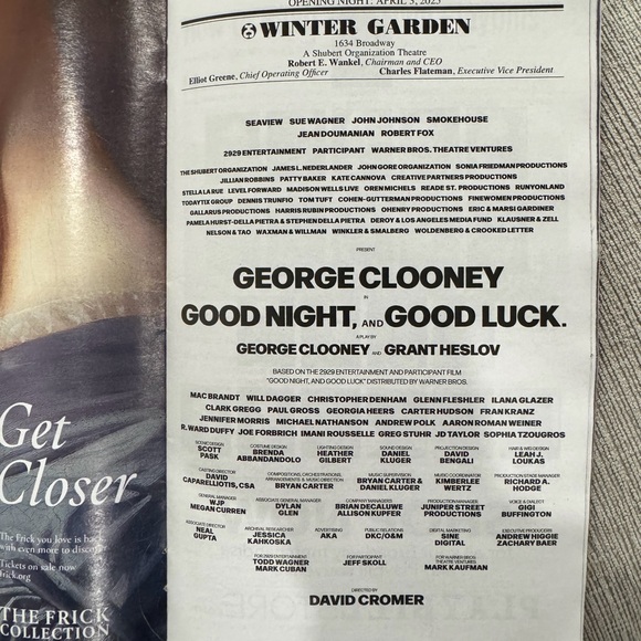 Good Night And Good Luck NYC Broadway Opening Night Playbill George Clooney - Picture 3 of 5